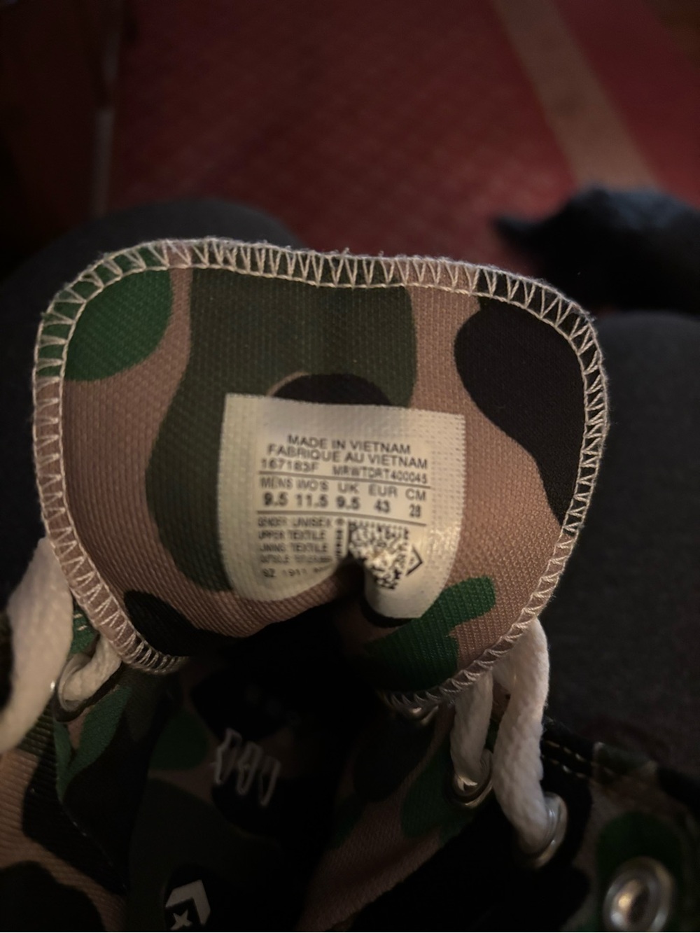Men’s High-Top Canvas Sneakers in Tan with Green Camo Lining - Picture 8 of 9